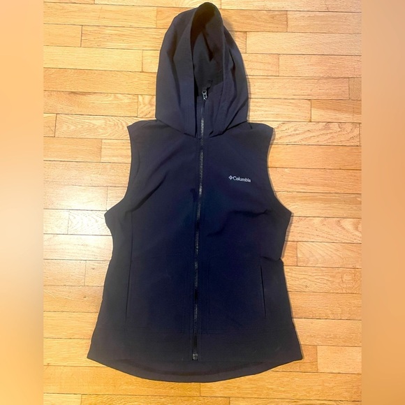 Columbia Black Hooded Windbreaker Vest Women’s S - Picture 1 of 7